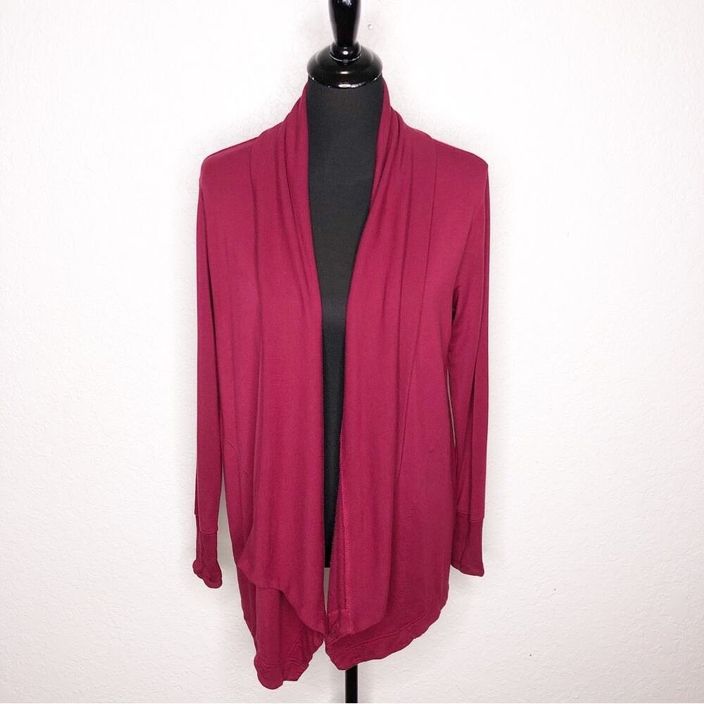 Athleta red pink open front jersey knit cardigan size Extra Small XS